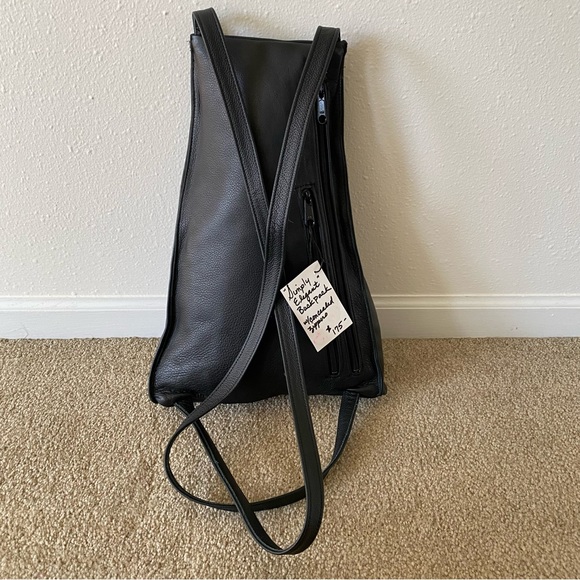 Genuine Black Leather Backpack with Concealed Zippers | “Simply Elegant” main image 7
